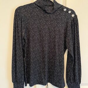 LOFT Black and White Polka Dot Blouse
